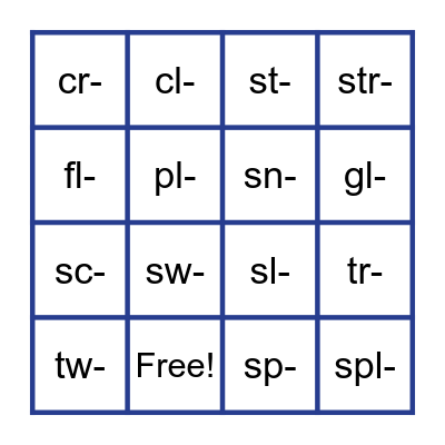 Beginning Blends Bingo! Bingo Card
