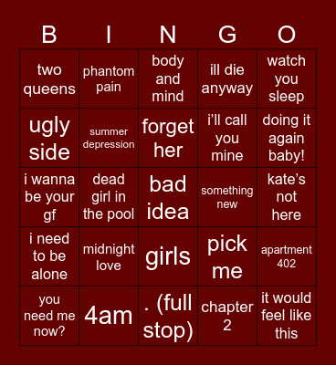 girl in red bingo! Bingo Card