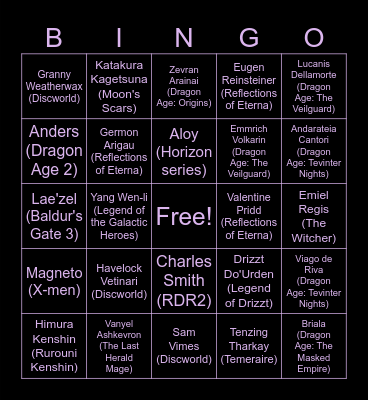 Niofo's favorite characters Bingo Card