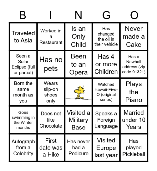 Tea Bingo Card