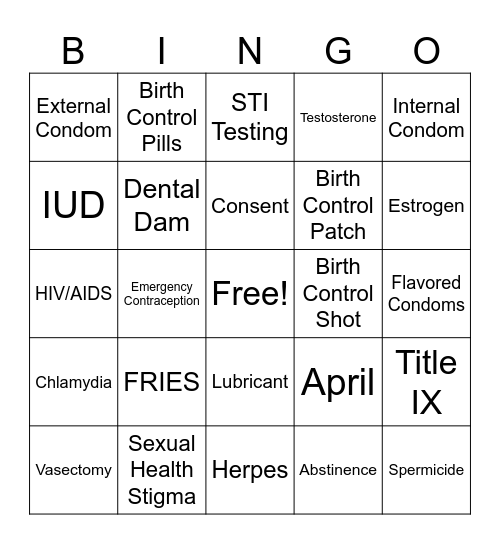 CONDOM BINGO Card