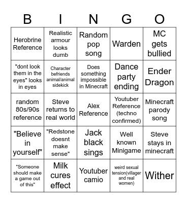 Minecraft Bingo Card