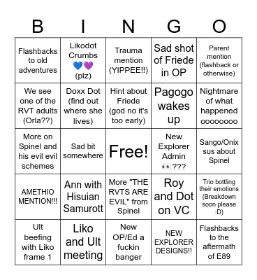 Mega Voltage (Hour special) Bingo Card