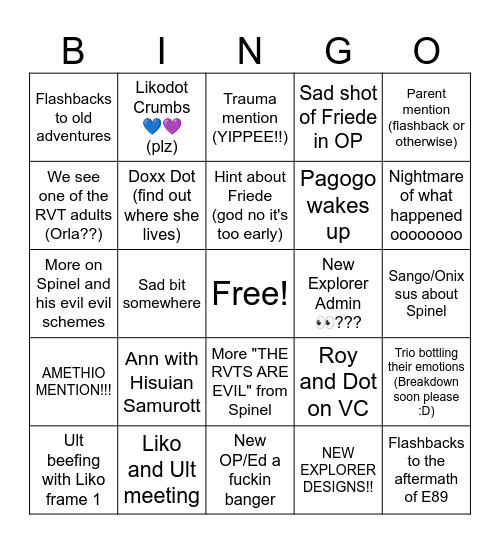 Mega Voltage (Hour special) Bingo Card