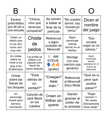La Maincrapelícula Bingo Card