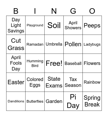 Spring 2025 Bingo Card