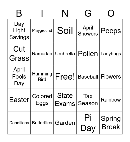 Spring 2025 Bingo Card