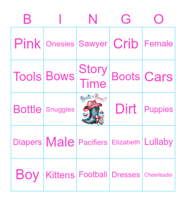 Gender Reveal Bingo Card