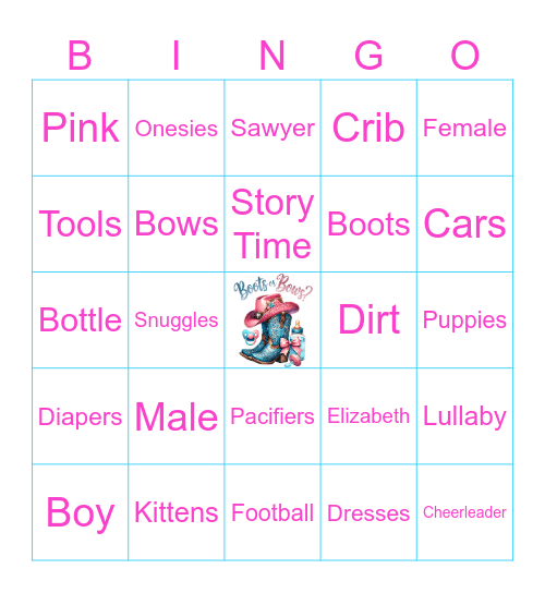Gender Reveal Bingo Card