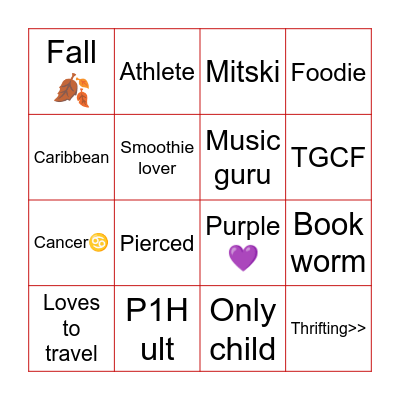 ~ Bella's Bingo ~ Bingo Card