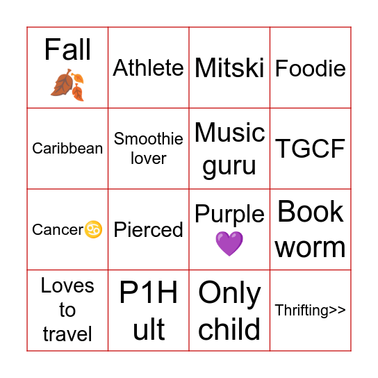 ~ Bella's Bingo ~ Bingo Card