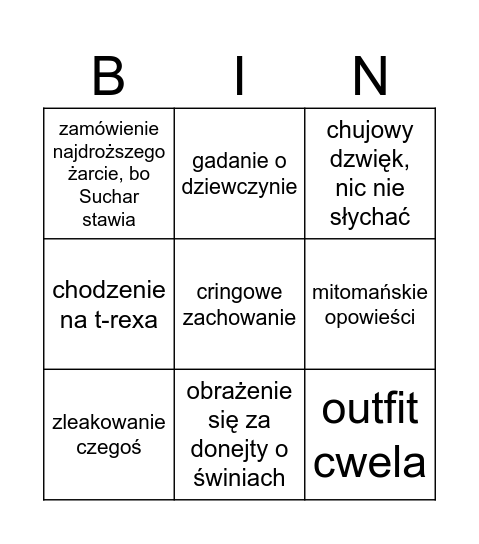 IRL Zwierzoluba Bingo Card