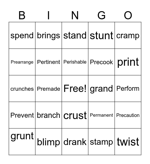 Wilson 2.4 Bingo Card