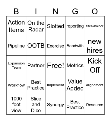 Buzzword Bingo Card