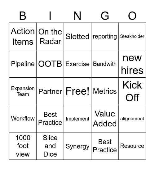 Buzzword Bingo Card