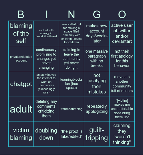 average lbc member apology bingo Card