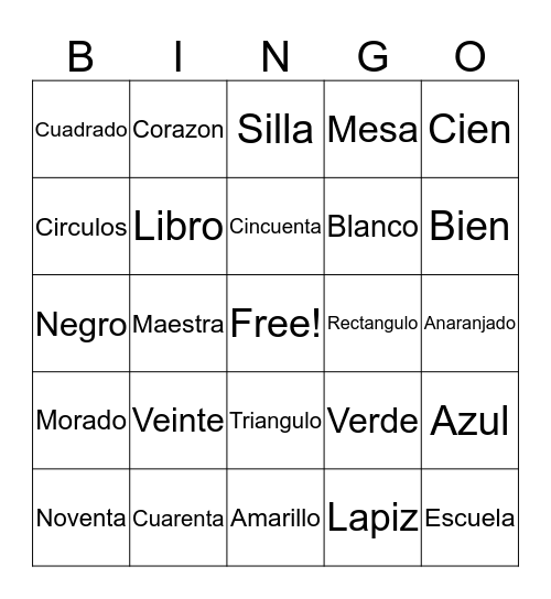 Unit 1 Bingo Card