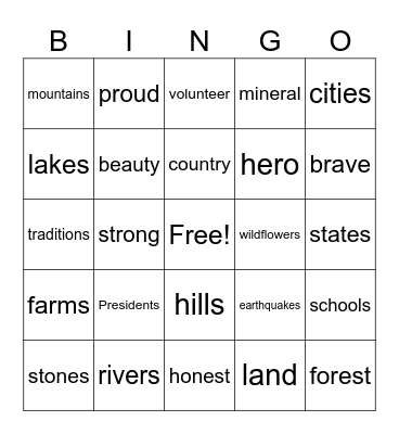 Oh Tennessee My Tennessee Bingo Card