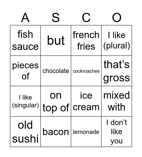 Qué Asco Bingo Card
