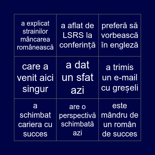 Gaseste pe cineva care... Bingo Card