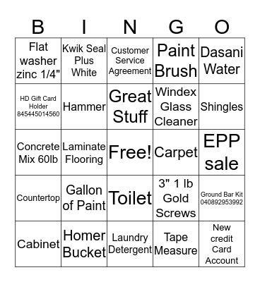 CAM BINGO Card