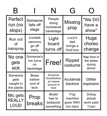 Tech Week Bingo Card