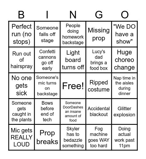 Tech Week Bingo Card