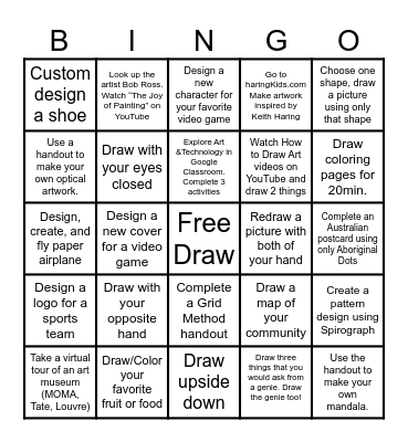 Art Choice Bingo Card