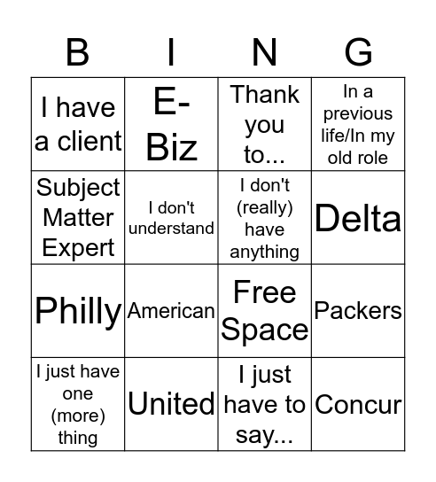 Friday CS Call Bingo Card