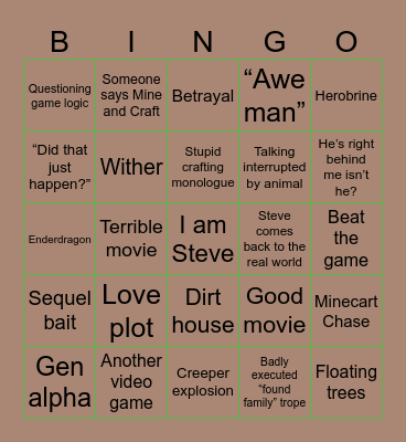 Minecraft Bingo Card