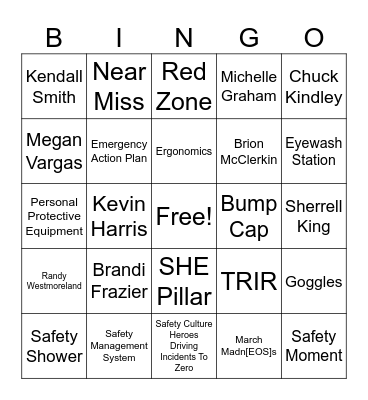 World Safety Day Bingo Card