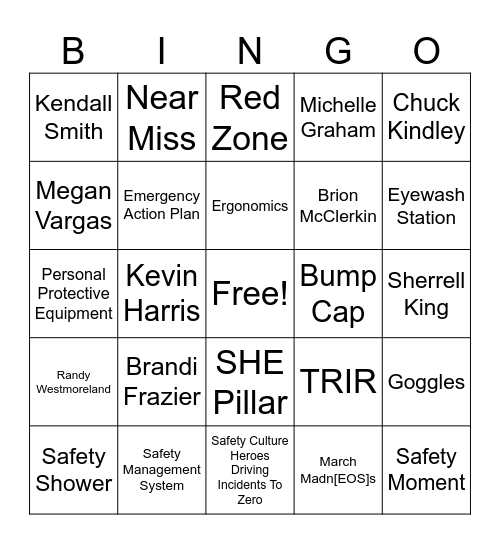 World Safety Day Bingo Card