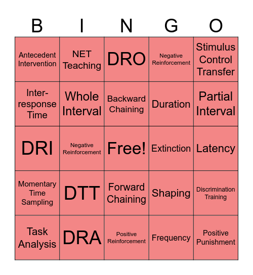 RBT Bingo Card