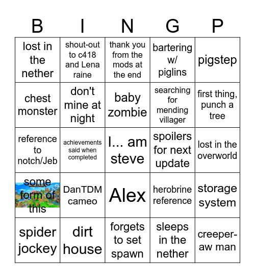 minecraft Bingo Card