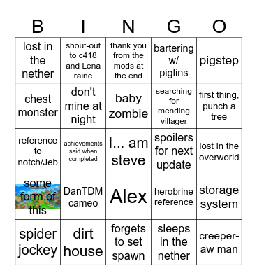 minecraft Bingo Card