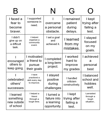 Gritty Bingo Card Bingo Card