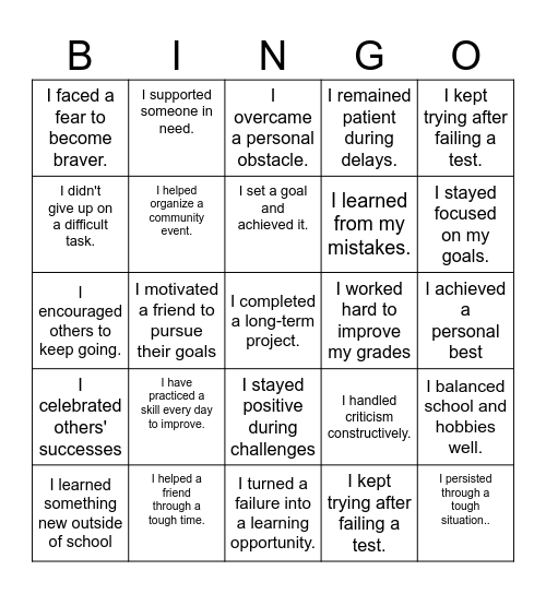 Gritty Bingo Card Bingo Card