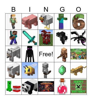 Gus's 6th Birthday BINGO Card