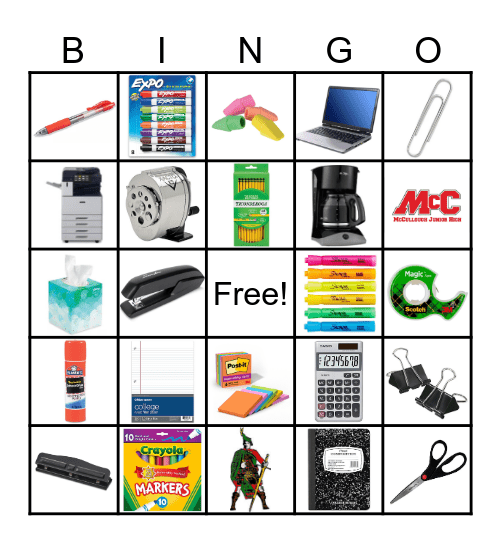 Teacher Supply Bingo Card