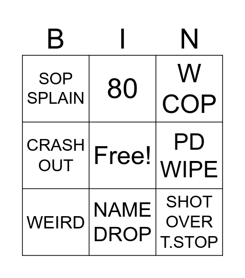 PD BINGO Card