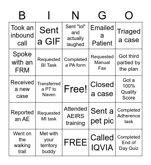 HAE Team Bingo Card