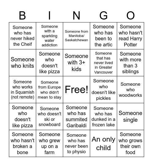 Skill Shift Social Bingo Card