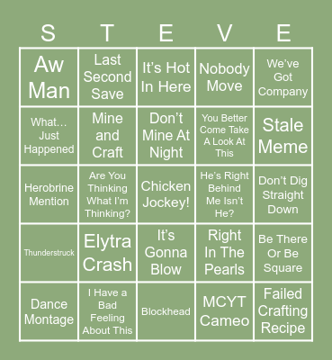 Minecraft Movie Bingo! Bingo Card