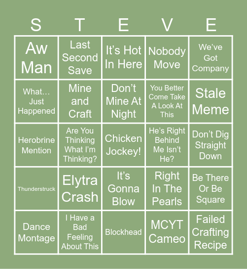 Minecraft Movie Bingo! Bingo Card