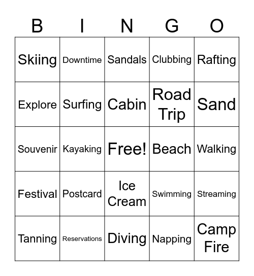 ESS Week Celebration-Summer Bingo Card