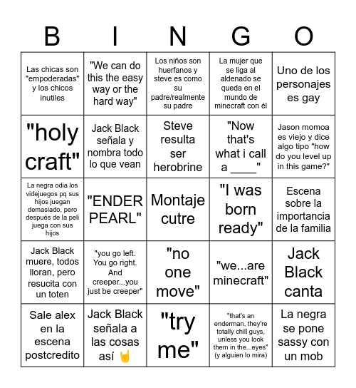 Minecraft Bingo Card