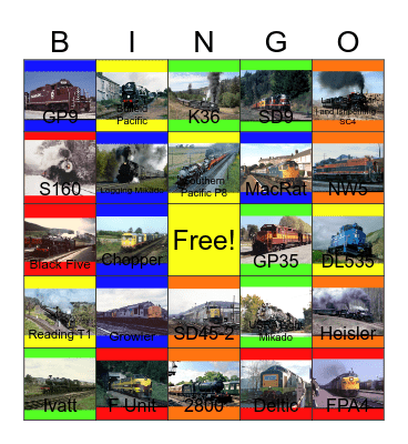 Picnic Trains that the Children and I would like to eat lunch one day Bingo Card