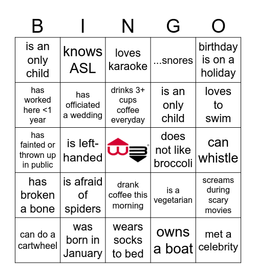 Find Someone Who Bingo Card