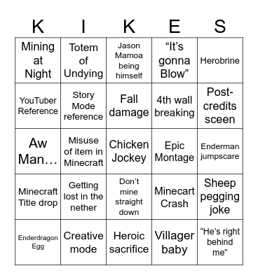 Minecraft Bingo Card