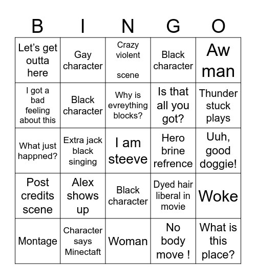 Mc mov. Bingo Card
